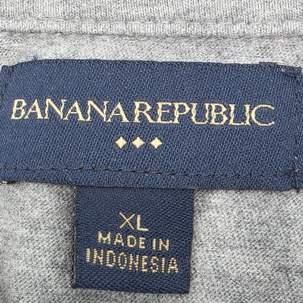 Banana Republic Polo Shirt Mens XL Grey Striped Short Sleeve Cotton